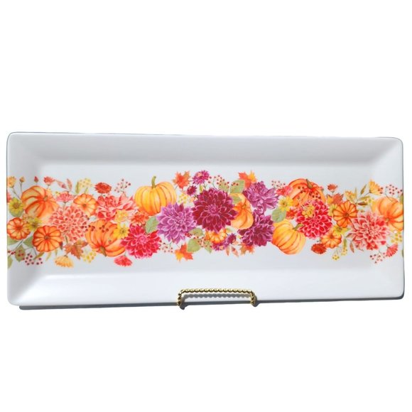 Pumpkin Autumnal Print Design Large Rectangular Melamine Serving Tray  19in x 8i - Picture 6 of 7